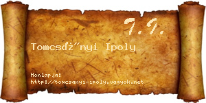 Tomcsányi Ipoly névjegykártya